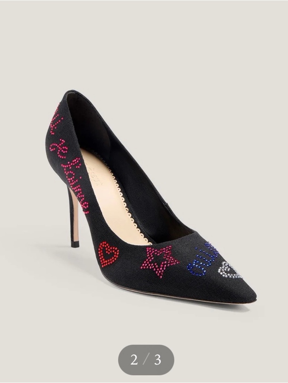 cinq a sept Julie Heatset Black Linen Pointed Toe Stiletto Pump